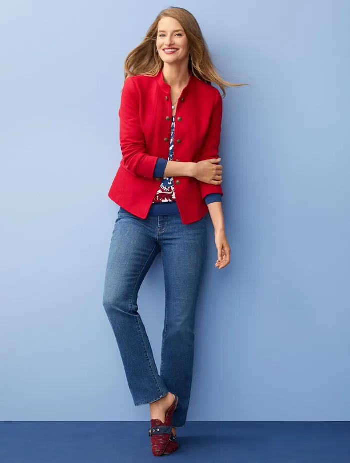 Women Full Length Talbots Barely Boot Jeans Bermuda Tide
