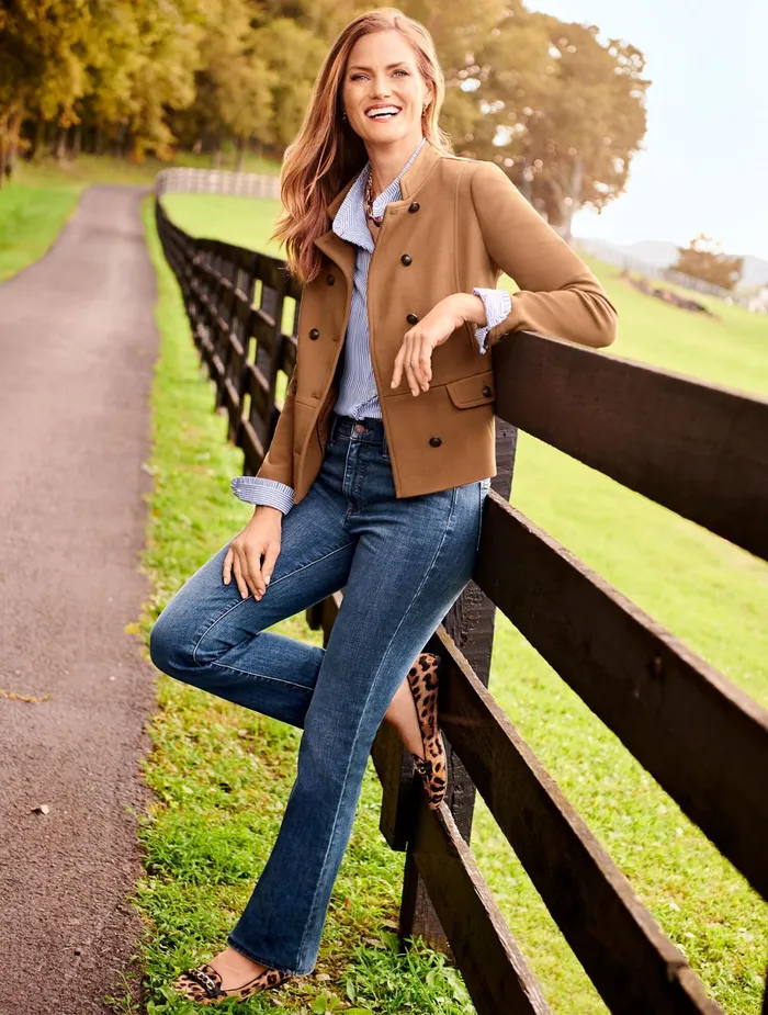 Women Full Length Talbots Barely Boot Jeans Bermuda Tide