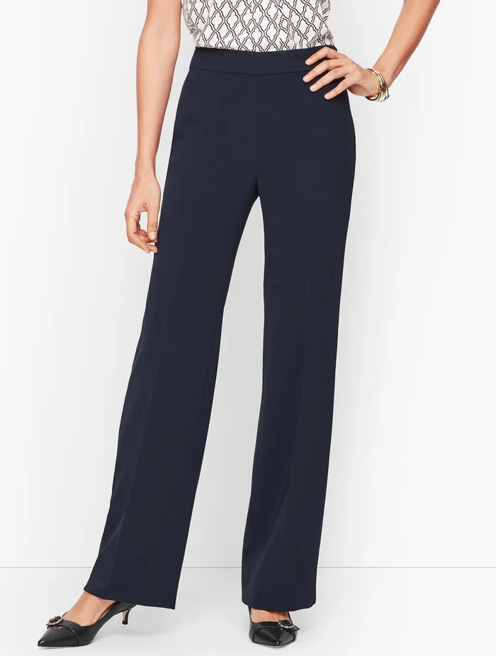 Women Full Length Talbots Easy Travel WideLeg Pants Black