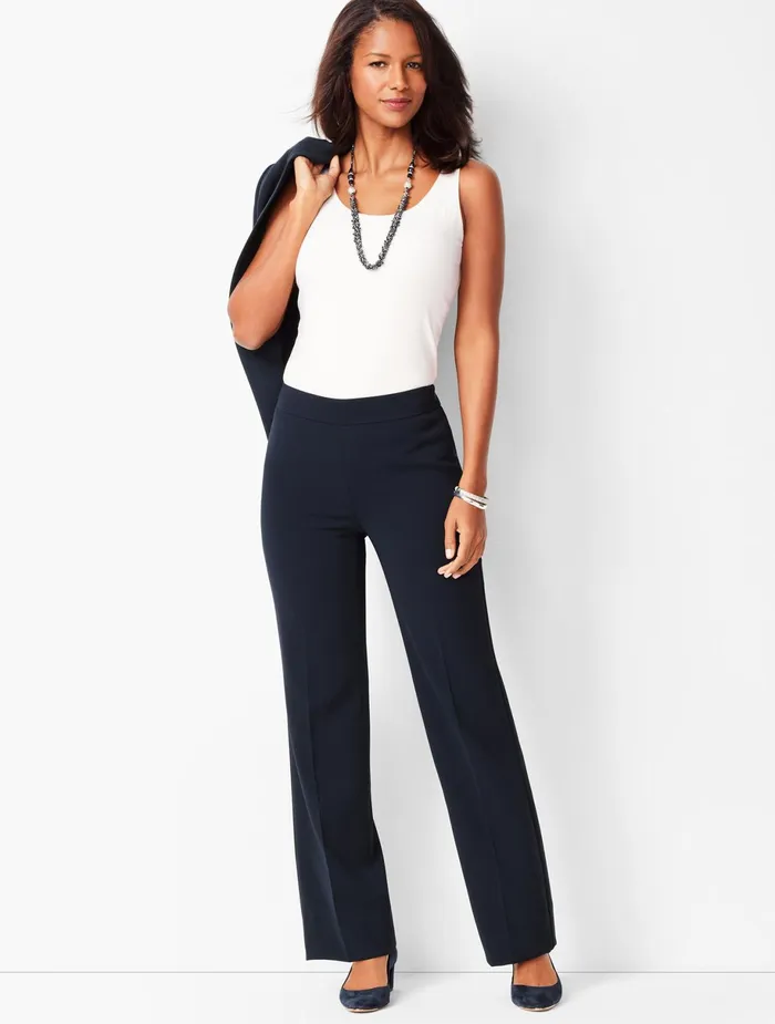 Women Full Length Talbots Easy Travel WideLeg Pants Black