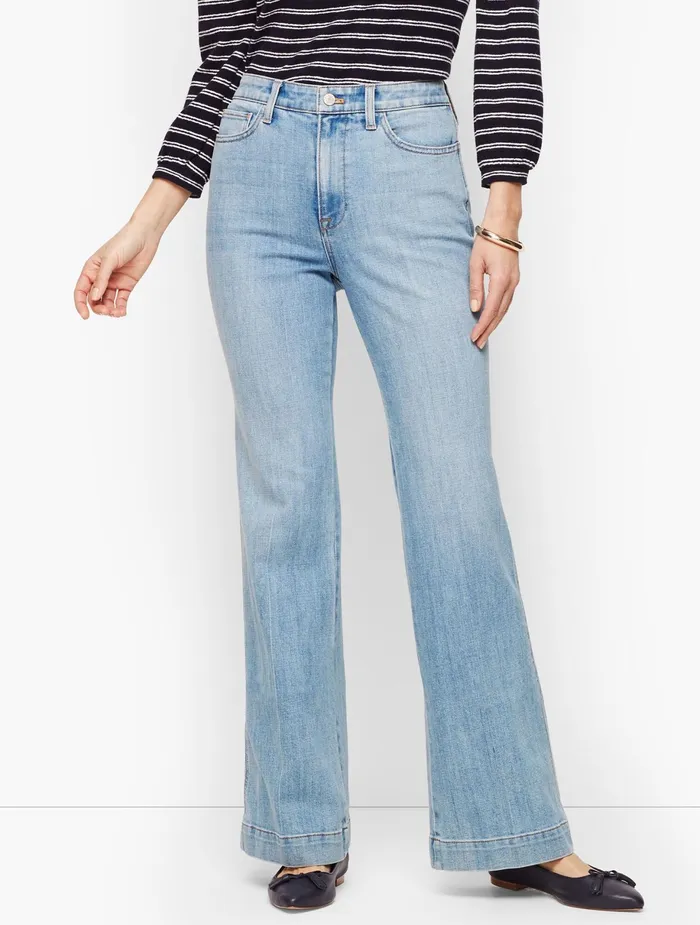 Women Full Length Talbots Flare Jeans Blake Wash