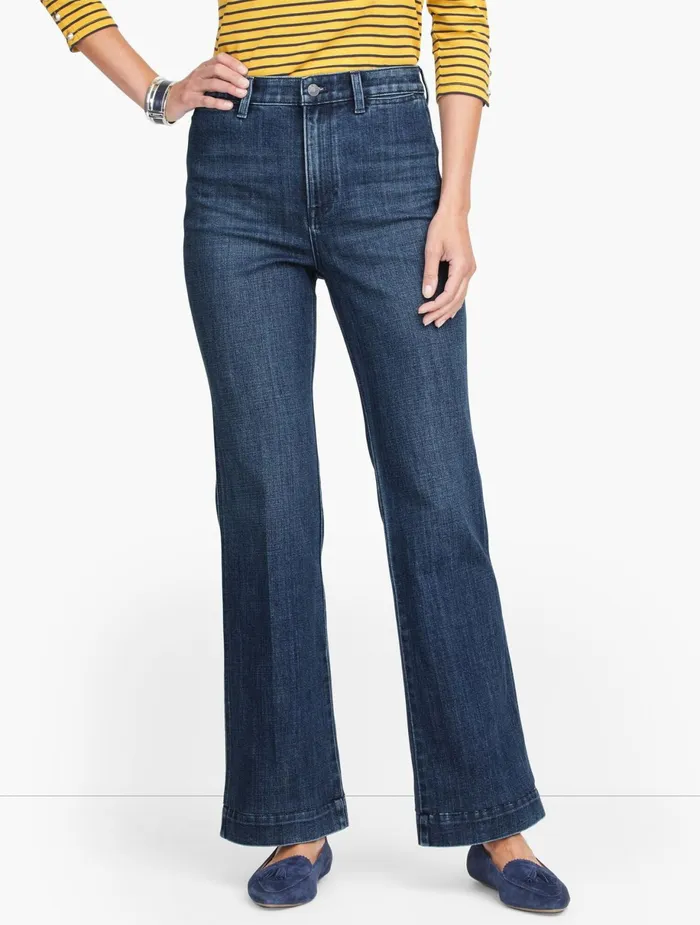 Women Full Length Talbots Flare Jeans Nova Wash