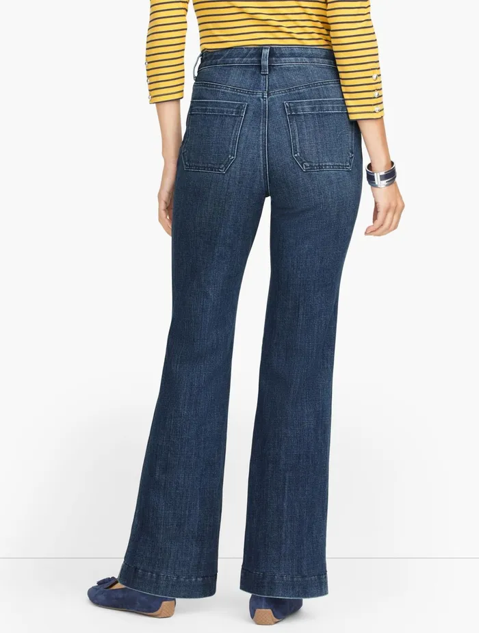 Women Full Length Talbots Flare Jeans Nova Wash