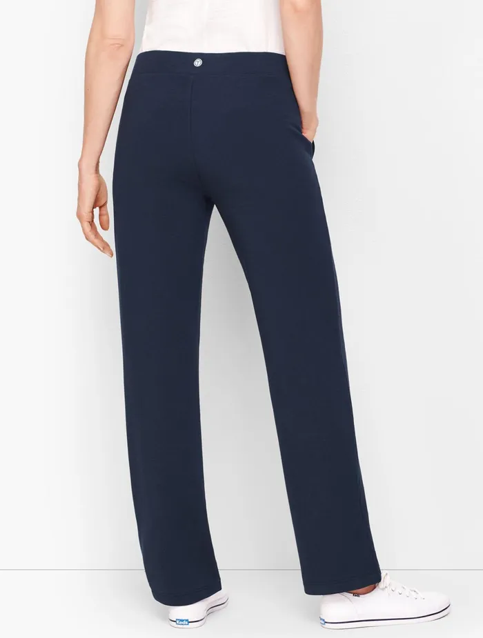 Women Full Length Talbots Pima Terry Relaxed Leg Pants Black