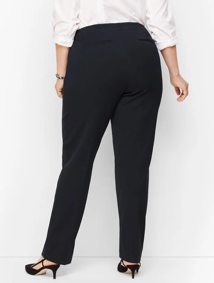 Women Full Length Talbots Plus Size Refined BiStretch Tailored StraightLeg Pants Black