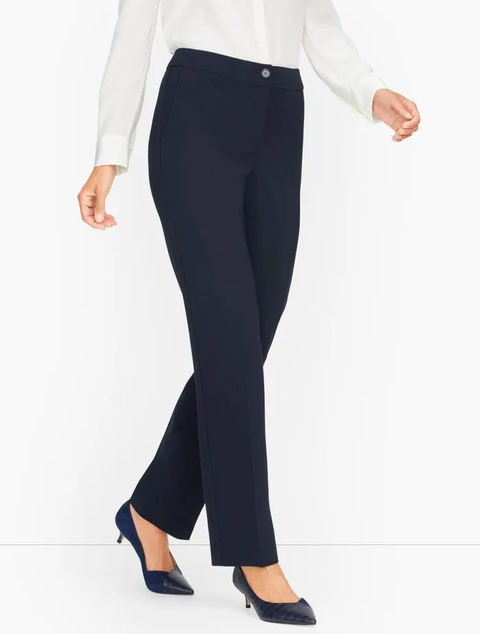 Women Full Length Talbots Stretch Crepe Straight Leg Pants Black