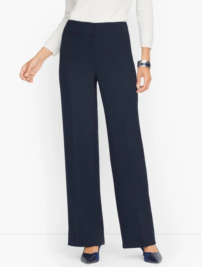 Women Full Length Talbots Stretch Crepe Wide Leg Pants Black