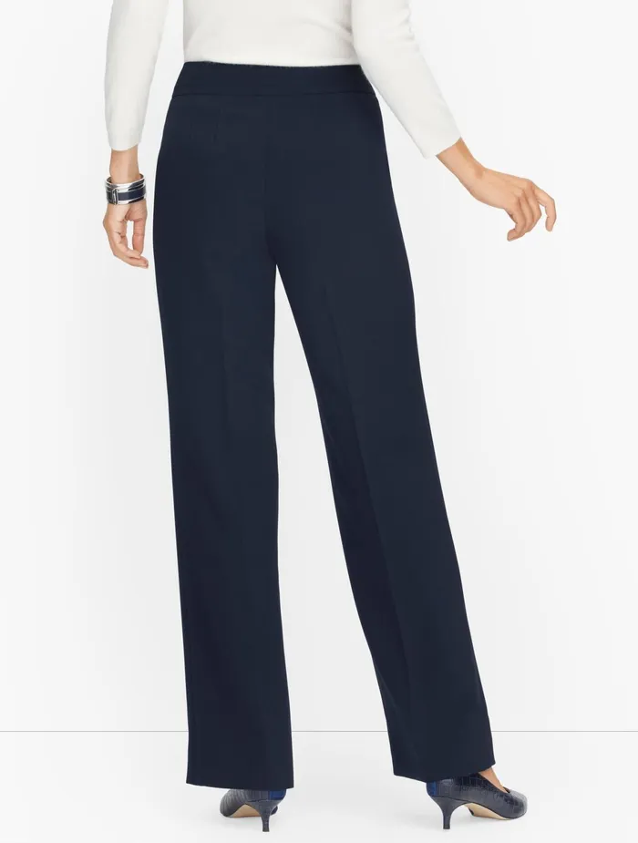 Women Full Length Talbots Stretch Crepe Wide Leg Pants Black