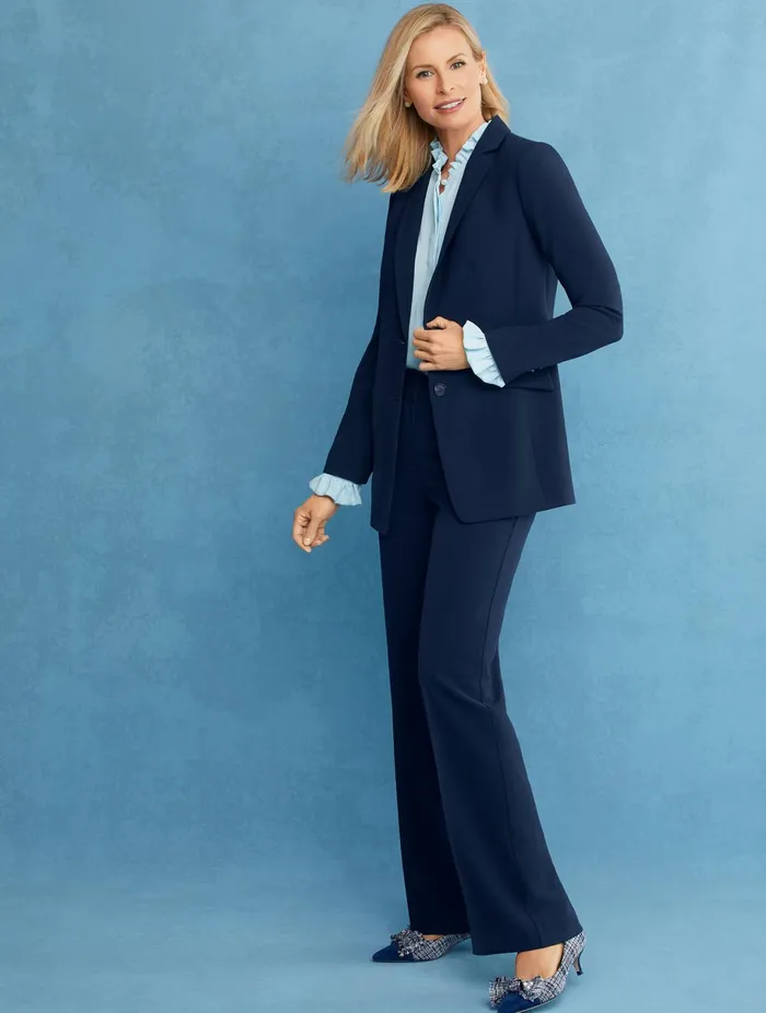 Women Full Length Talbots Stretch Crepe Wide Leg Pants Black
