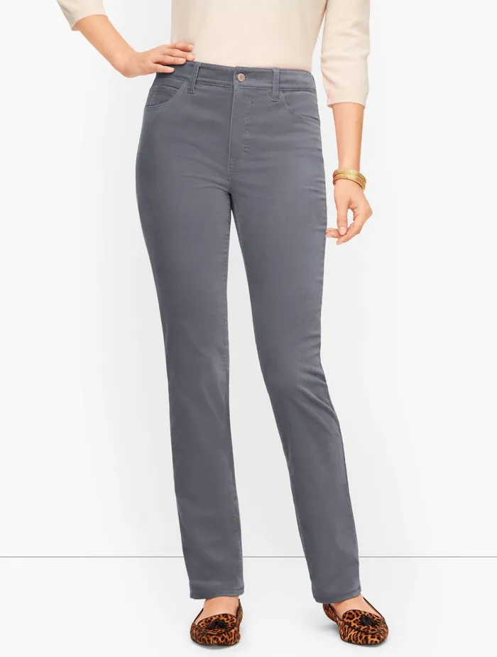Women Full Length Talbots Velveteen Straight Leg Pants Black