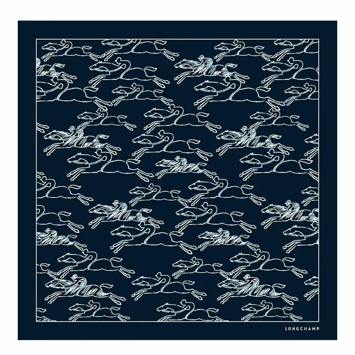 Women Gallop Denim Silk Scarf 50 Navy Longchamp Silk Scarves