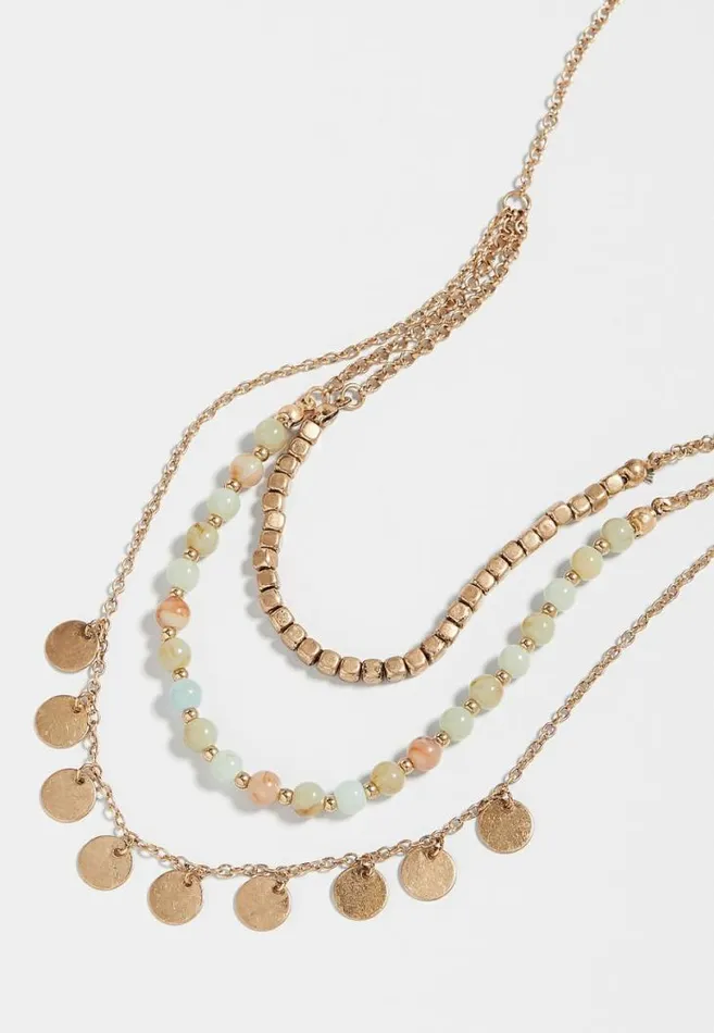 Women Gold Green Beaded Drape Necklace Maurices Jewelry