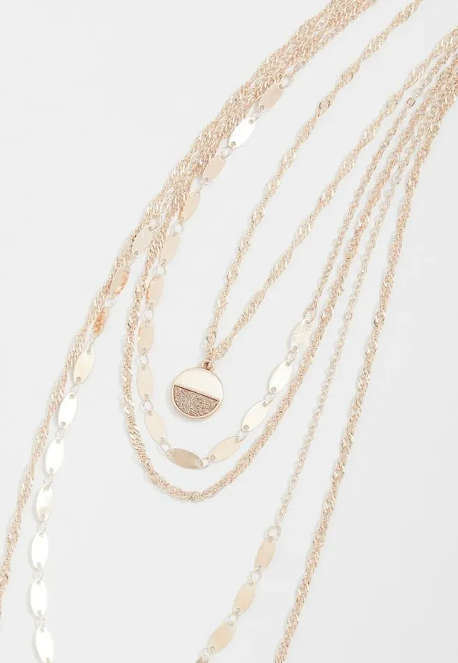 Women Gold Layered Drape Glitter Pendant Necklace Maurices Jewelry