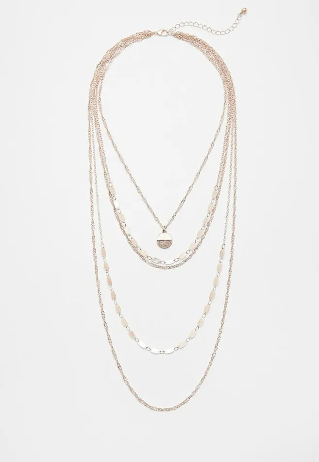 Women Gold Layered Drape Glitter Pendant Necklace Maurices Jewelry