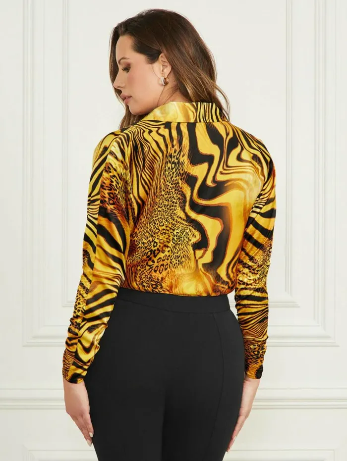 Women Golden Sunset LongSleeve Bodysuit Golden Sunset Print Marciano Tops And Sweaters Women Golden Sunset LongSleeve Bodysuit Golden Sunset Print Marciano Tops And Sweaters