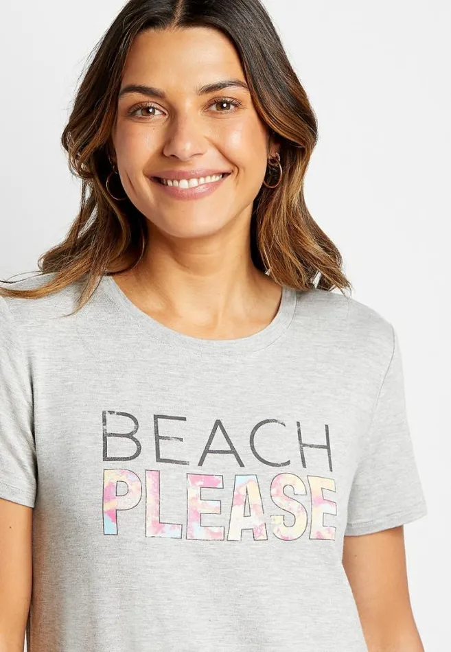 Women Gray Beach Please Graphic Tee Maurices Tops