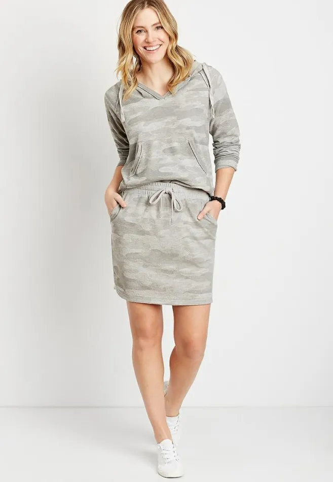 Women Gray Camo Pullover Hoodie Maurices Tops