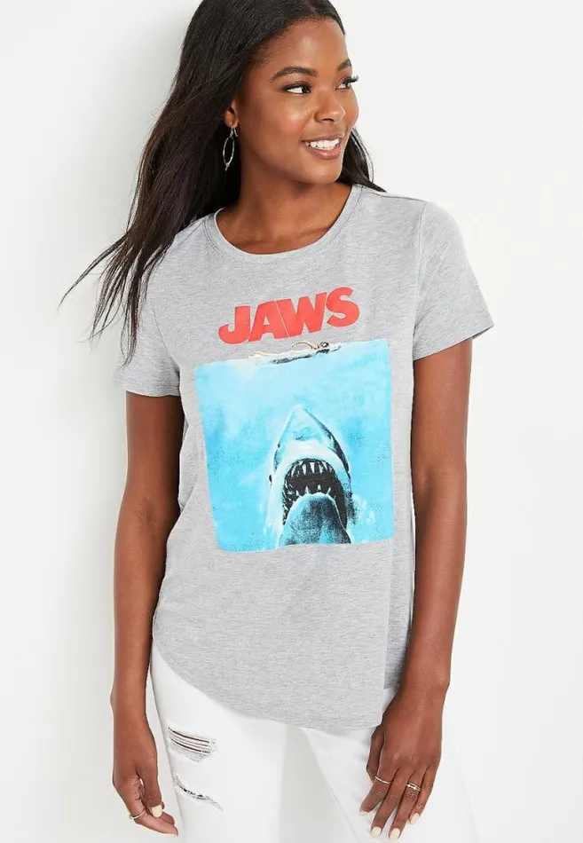 Women Gray Jaws Graphic Tee Maurices Tops
