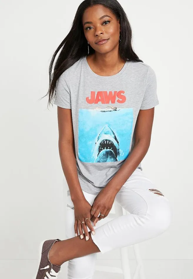 Women Gray Jaws Graphic Tee Maurices Tops