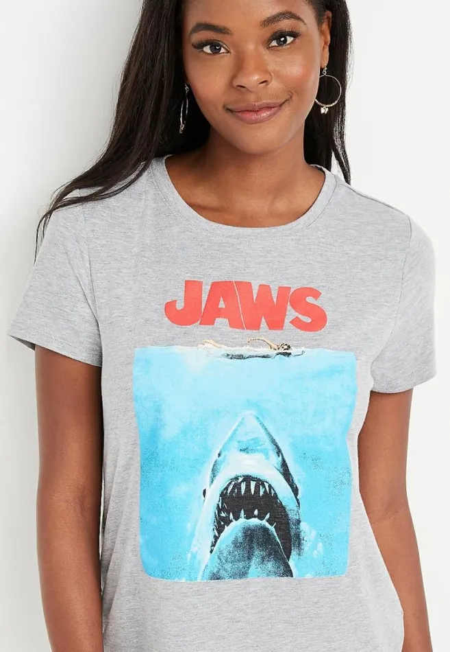 Women Gray Jaws Graphic Tee Maurices Tops