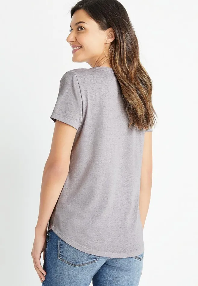 Women Gray Wildflower Peace Sign Graphic Tee Maurices Tops