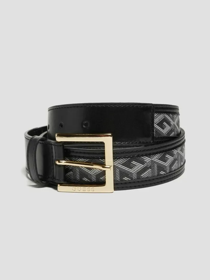 Women GUESS Belts Hallie G Cube Belt Black Floral Print