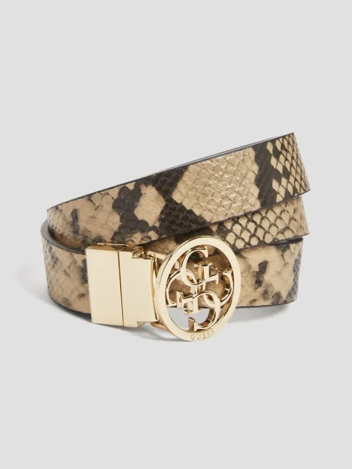 Women GUESS Belts Katey Reversible FauxSnakeskin Belt Sage