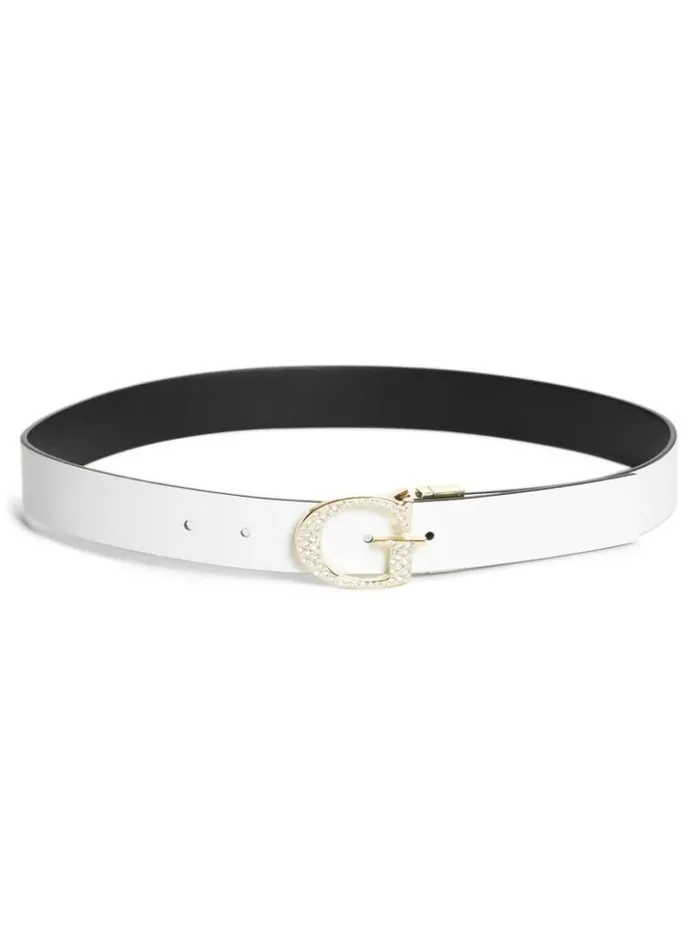 Women GUESS Belts Reversible Rhinestone GBuckle Belt Black