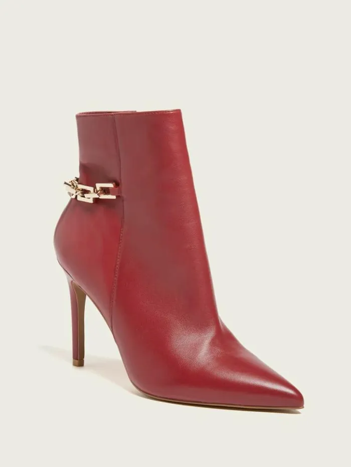 Women GUESS Boots and Booties Bale Leather Bootie Medium Red
