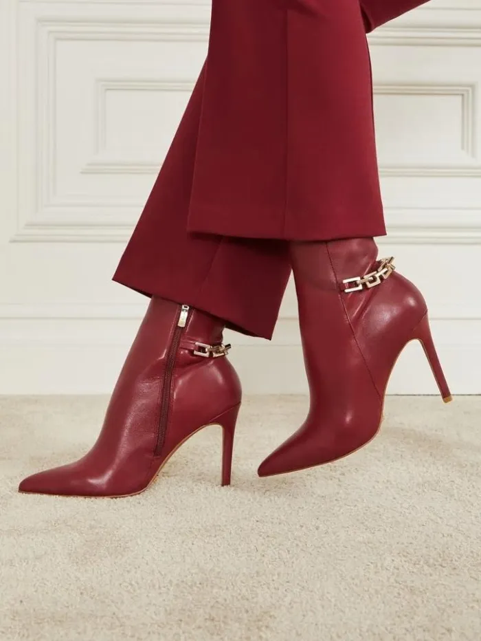 Women GUESS Boots and Booties Bale Leather Bootie Medium Red
