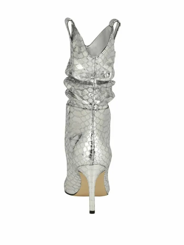Women GUESS Boots and Booties Benisa Western Slouch Booties Silver 040