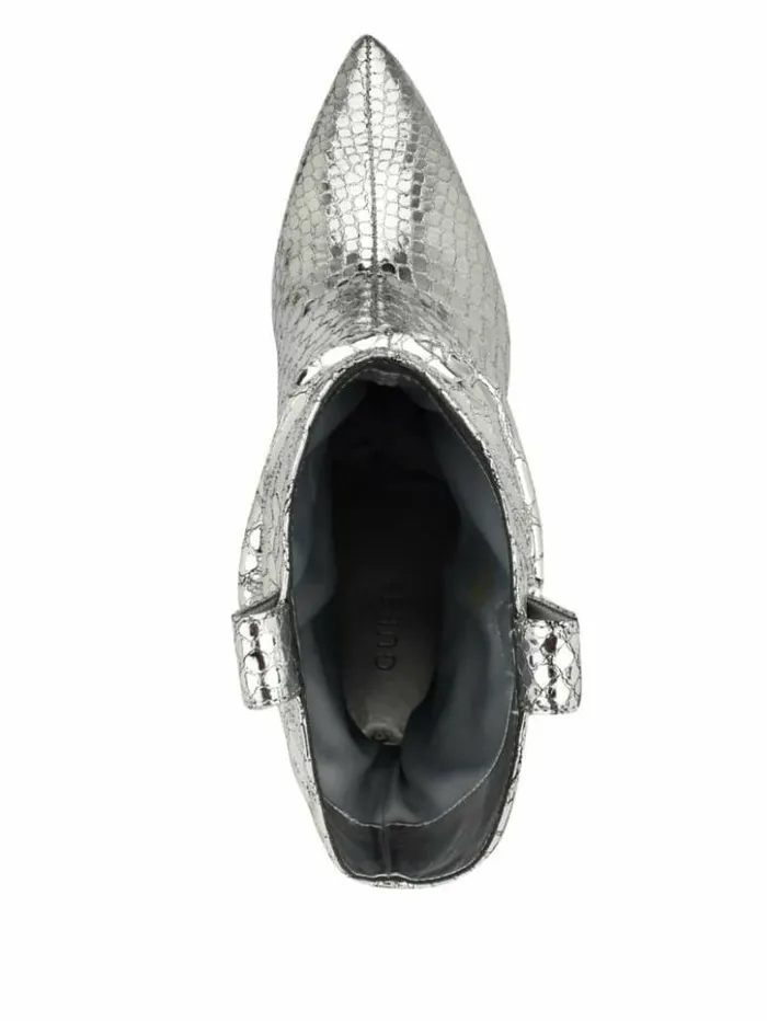 Women GUESS Boots and Booties Benisa Western Slouch Booties Silver 040