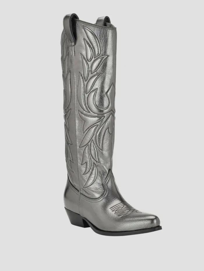 Women GUESS Boots and Booties Ginnifer KneeHigh Cowboy Boots Gunmetal