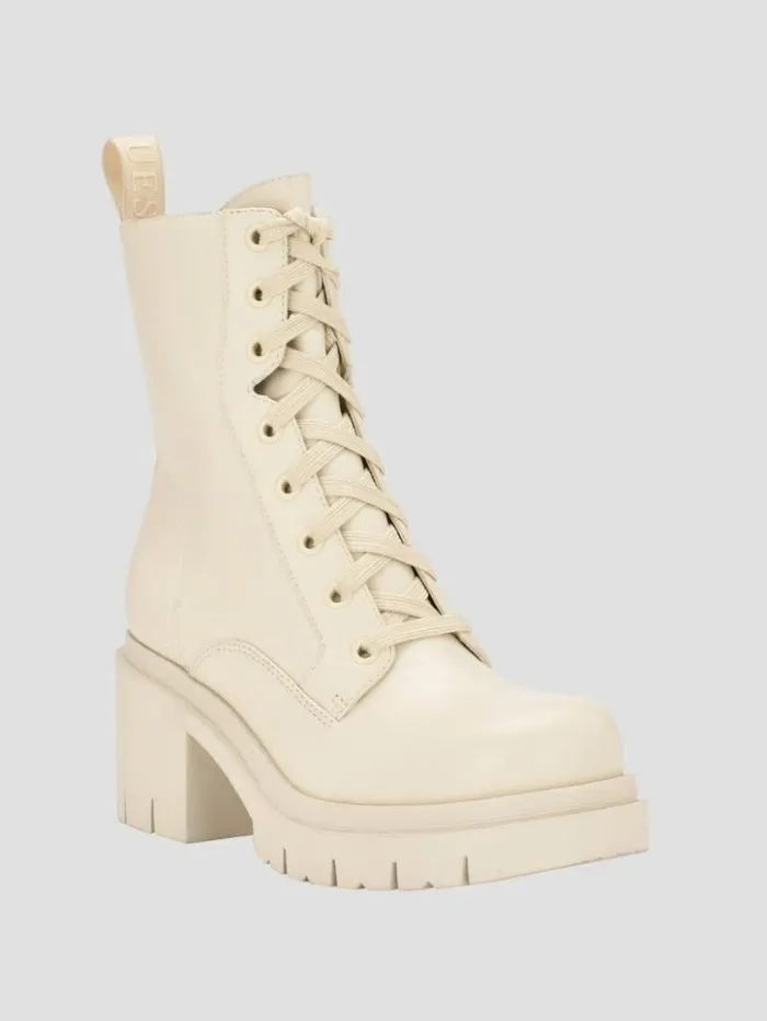 Women GUESS Boots and Booties Juel LaceUp Booties Ivory 150