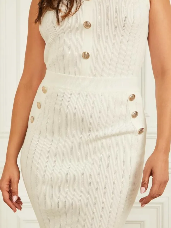 Women GUESS Bottoms Andromeda Stitched Sweater Skirt Pale Pearl
