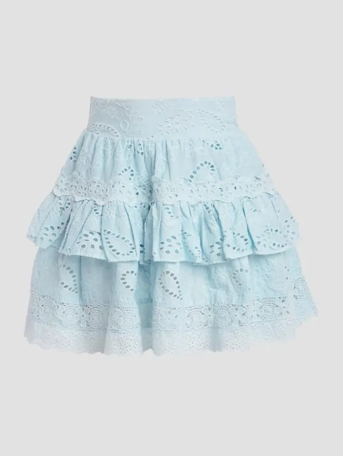 Women GUESS Bottoms Arielle Eyelet Skirt Whimsical Blue Multi