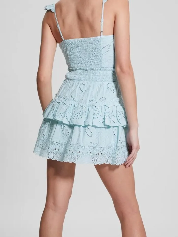 Women GUESS Bottoms Arielle Eyelet Skirt Whimsical Blue Multi