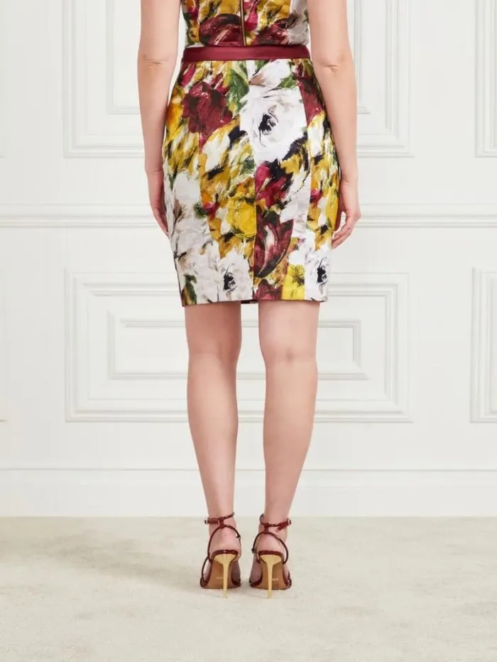Women GUESS Bottoms Autumn Garden Brocade Pencil Skirt Autumn Garden Print