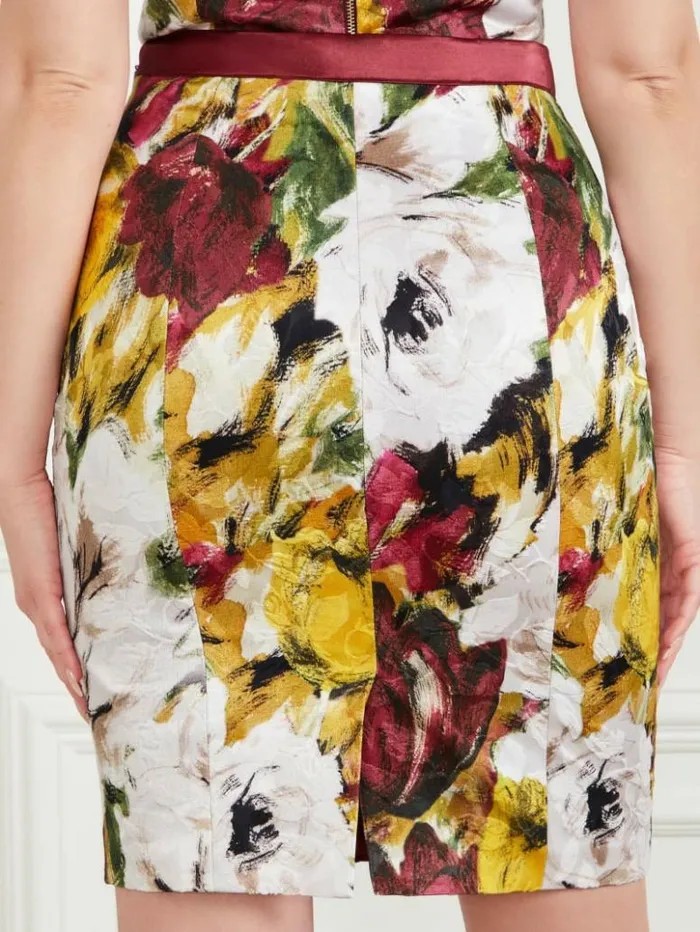 Women GUESS Bottoms Autumn Garden Brocade Pencil Skirt Autumn Garden Print