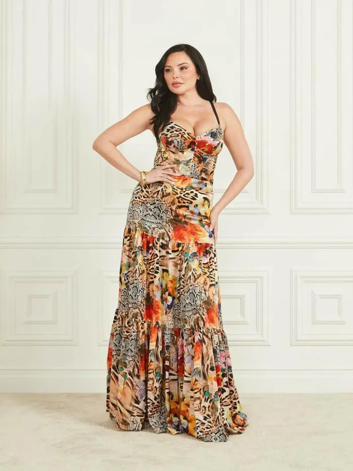 Women GUESS Bottoms Blossom Printed Maxi Skirt Wild Flower Fall Print
