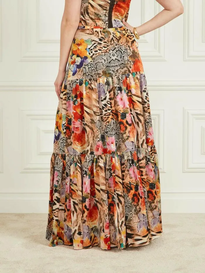 Women GUESS Bottoms Blossom Printed Maxi Skirt Wild Flower Fall Print