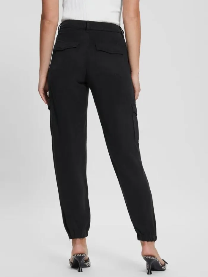 Women GUESS Bottoms Bowie Chino Cargo Pants Jet Black Multi