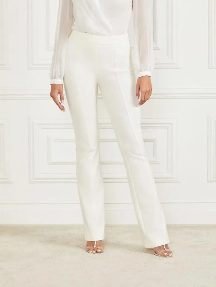 Women GUESS Bottoms Chloe Flared Pant Pale Pearl