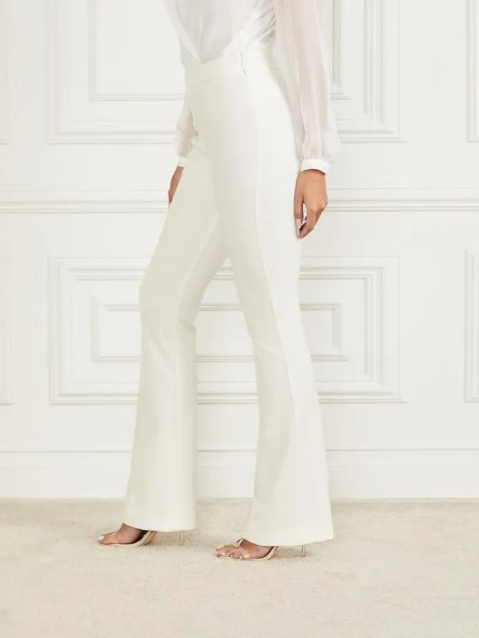 Women GUESS Bottoms Chloe Flared Pant Pale Pearl