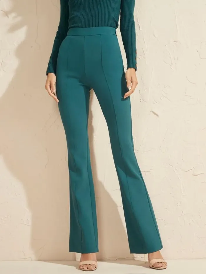 Women GUESS Bottoms Chloe Flared Pant Regal Teal Multi