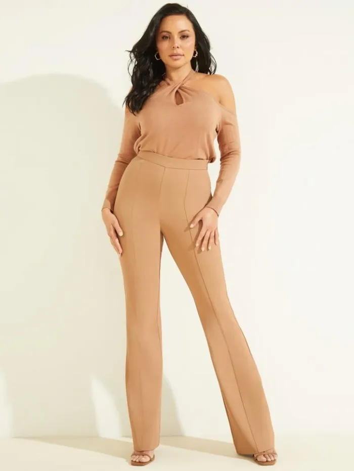 Women GUESS Bottoms Chloe Flared Pant Shiitake Brown