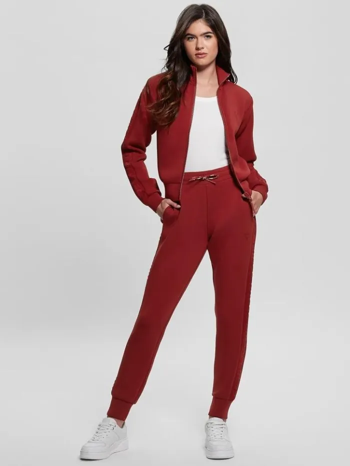 Women GUESS Bottoms Eco Allie Scuba Active Pants Red Noir