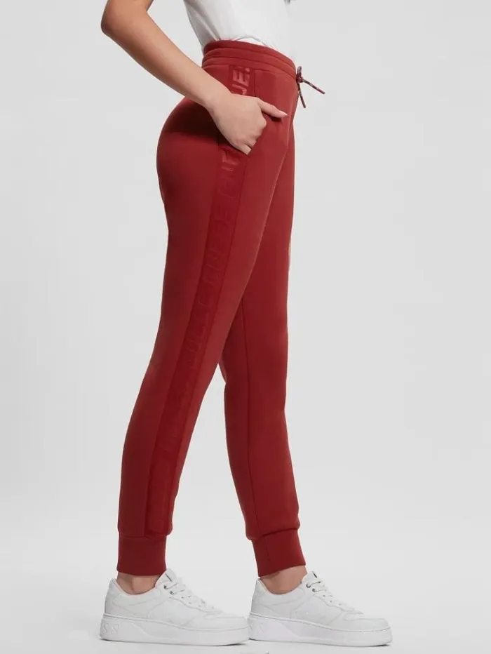 Women GUESS Bottoms Eco Allie Scuba Active Pants Red Noir