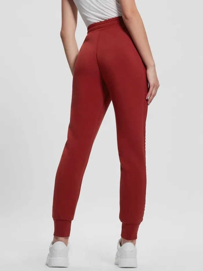 Women GUESS Bottoms Eco Allie Scuba Active Pants Red Noir