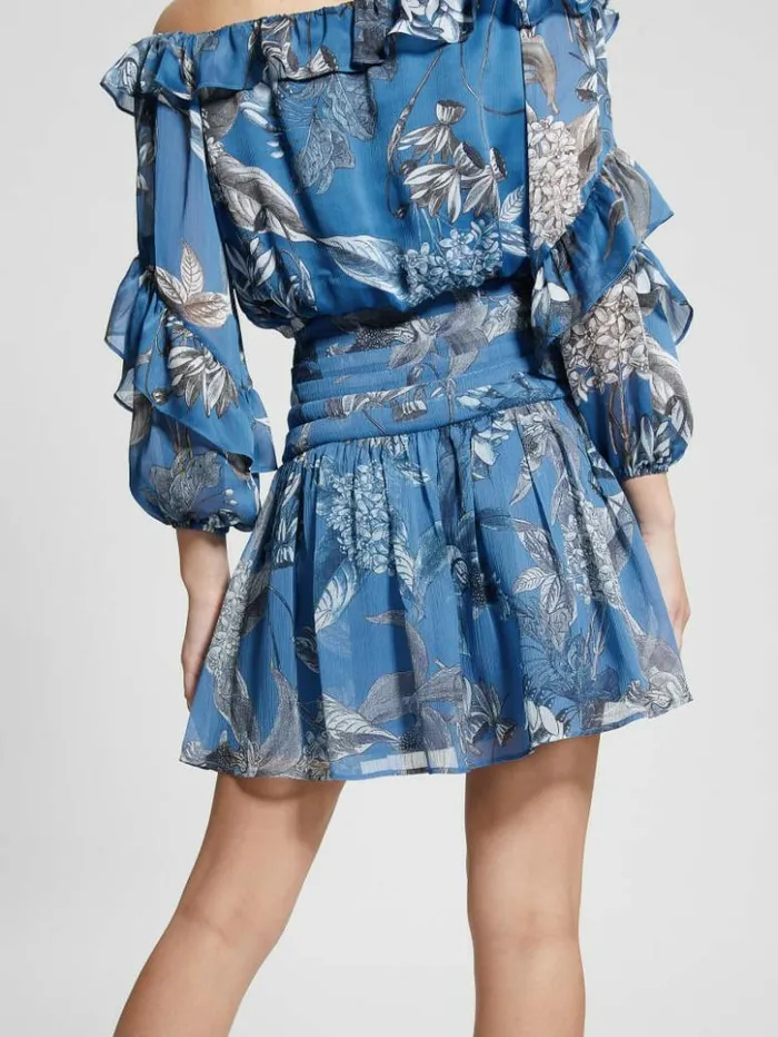 Women GUESS Bottoms Eco Bianca Mini Skirt Phantom Flora Print